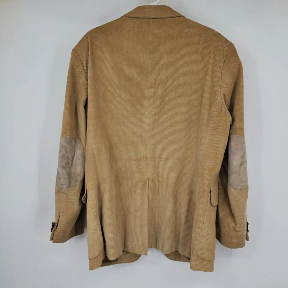 Bret Lawrence Tailored Brown Corduroy Elbow Patch Men's Blazer‎ Suit Jacket 44 R
